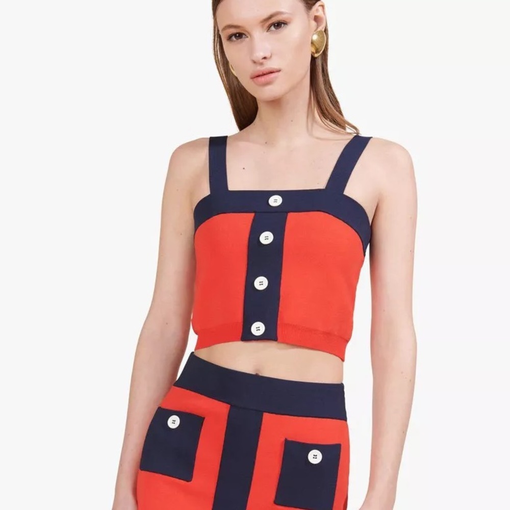 STAUD - Sole Top - Navy/Tomato - Size Large